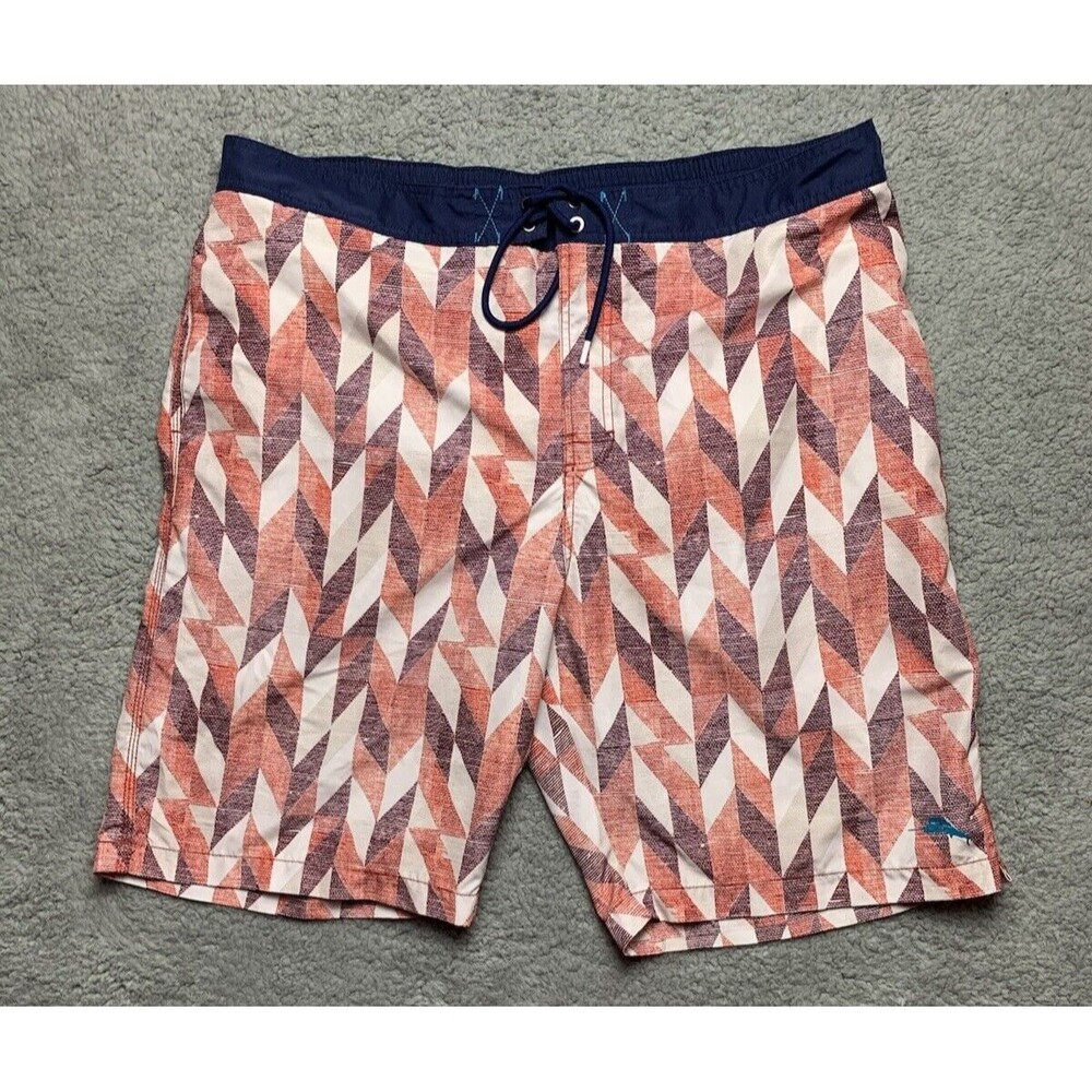 Tommy Bahama Shorts Men's XX Large Swim Trunks Board Red With Blue Marlins